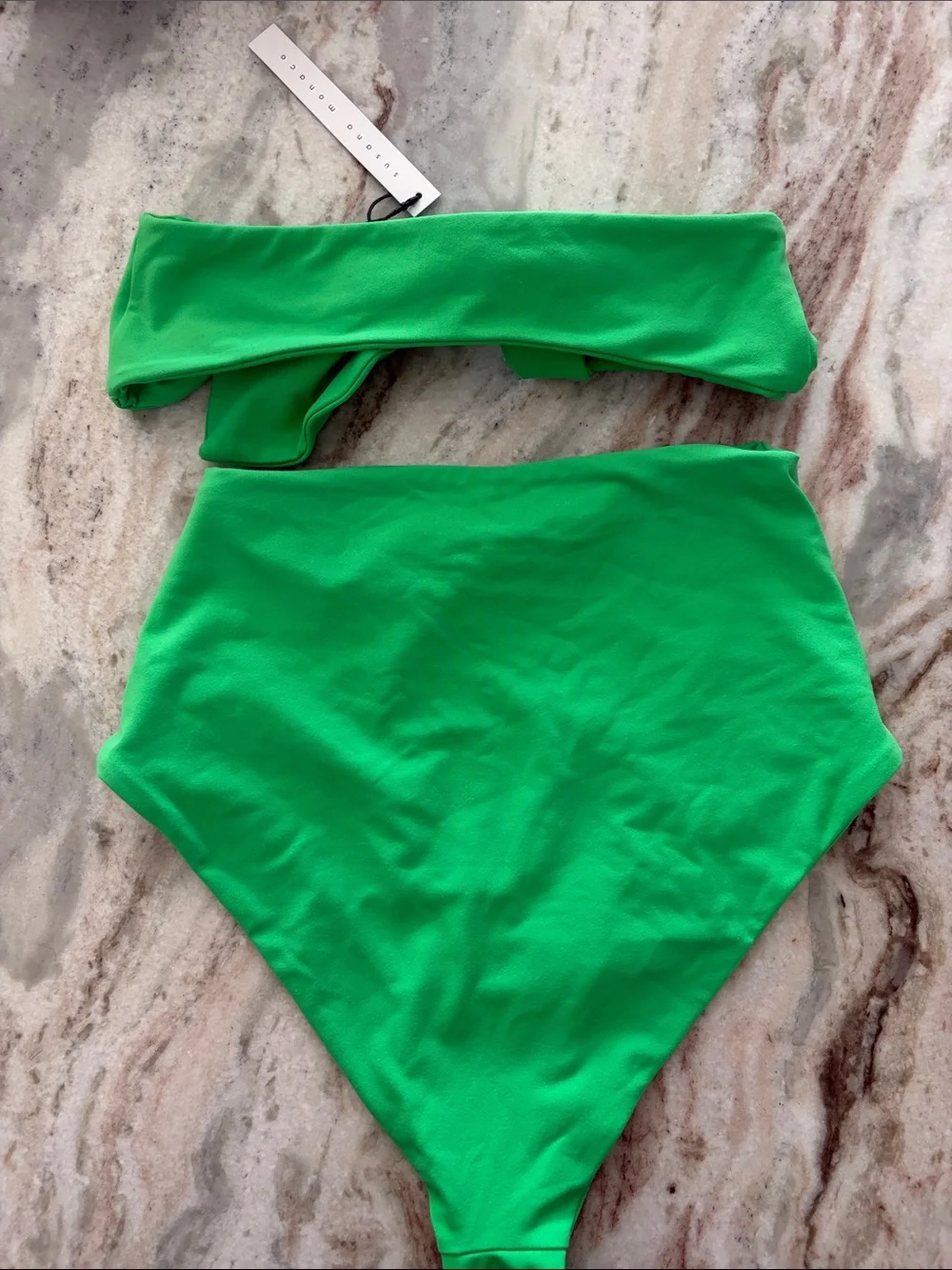 NWT Susana Monaco Green High-Waist Bikini Set with Knot Bandeau